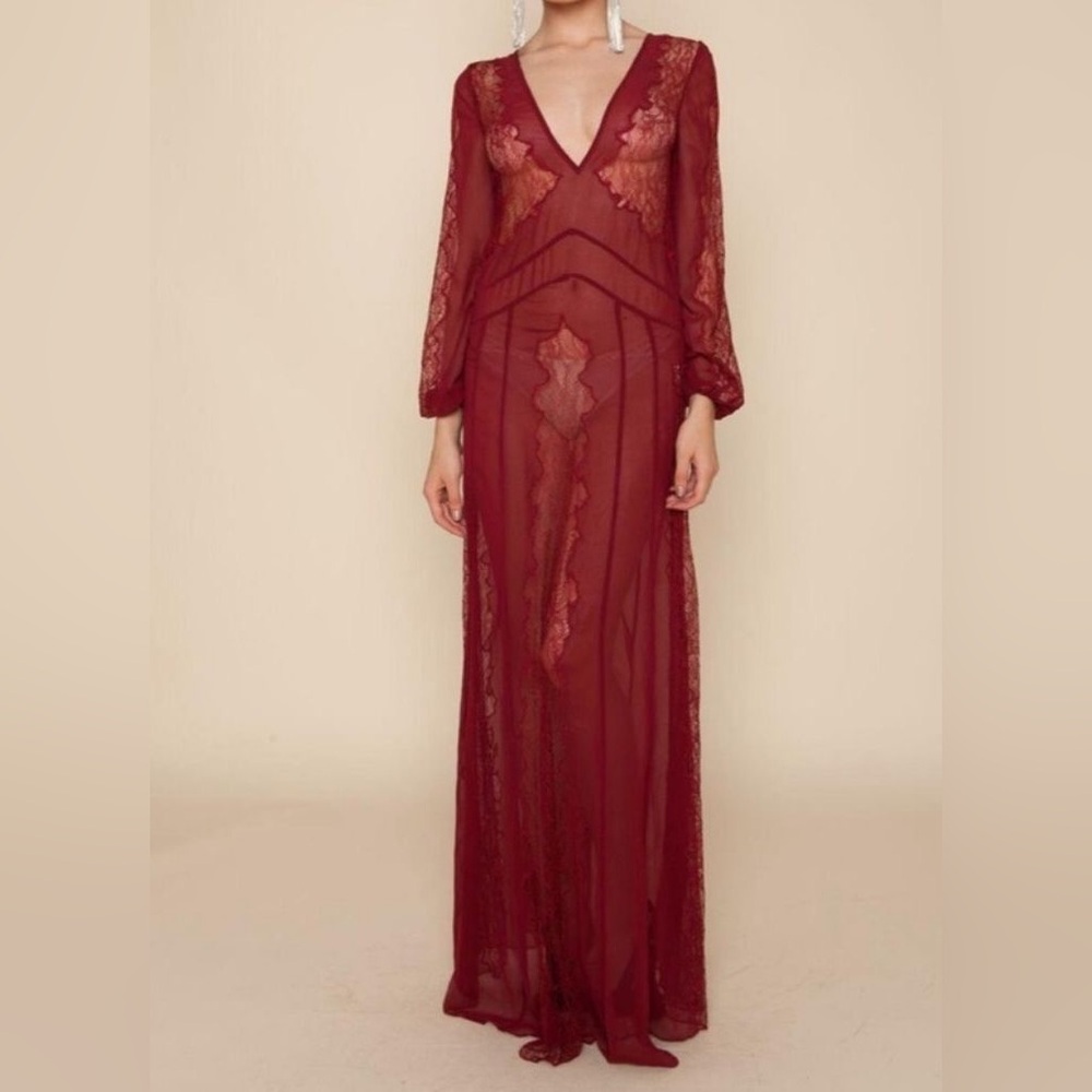 Stone Cold Fox Red Vermont Lacs Gown in burgundy size XS/S - Picture 2 of 10